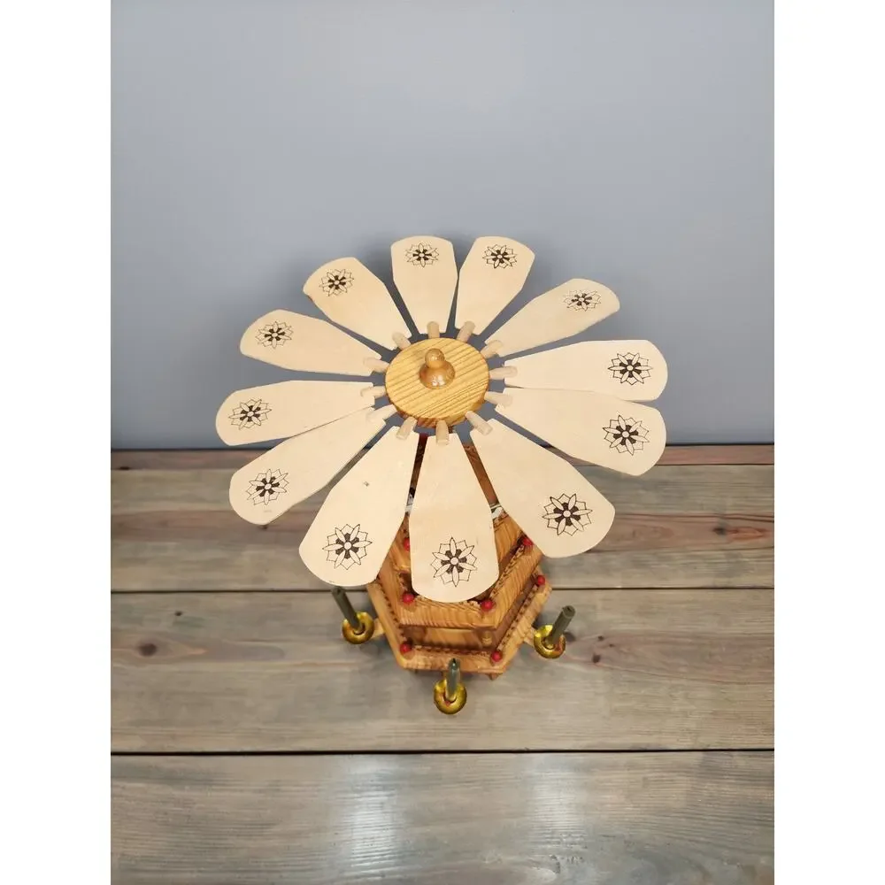 VTG Lillian Vernon 3-Tier Wooden Christmas Windmill Carousel Nativity Pyramid